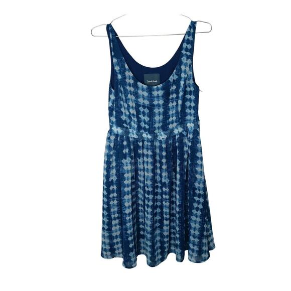 ModCloth Blue White Sleeveless Fit & Flare Dress Size M Medium Lined - Picture 2 of 13